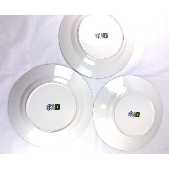 John Deere Tractor 11.25” Dinner Plate Green Rim Gibson SET OF 3 - Picture 5 of 16